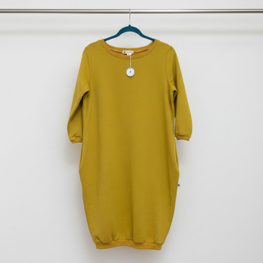 Mustard šaty4 Dámské mikinové šaty - Mustard - Obrázek 1